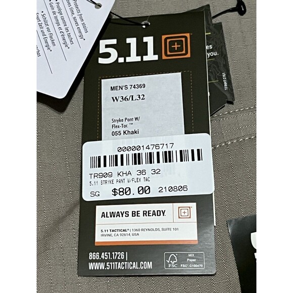 5.11 Tactical Stryke Pants Men’s 36x32 Khaki Flex-Tac Ripstop Cargo 74369 - NWT - Picture 6 of 14